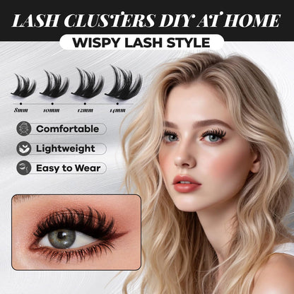 MissAiry Flaunt Lash Clusters Kit Flora 8-14mm | Light-Volume D-Curl DIY Lashes