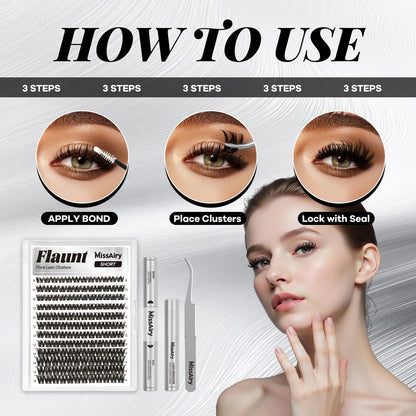 MissAiry Flaunt Lash Clusters Kit Flora 8-14mm | Light-Volume D-Curl DIY Lashes