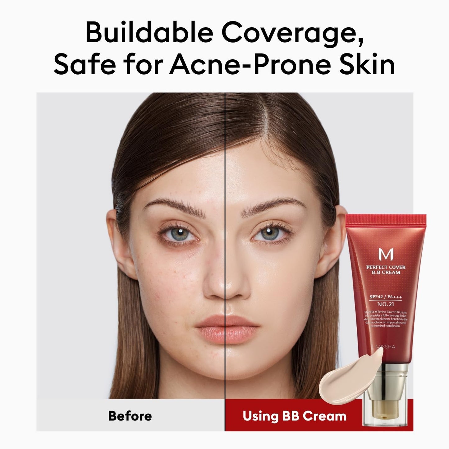 MISSHA M Perfect Cover BB Cream No.21 Light Beige – SPF 42, Cool Undertone