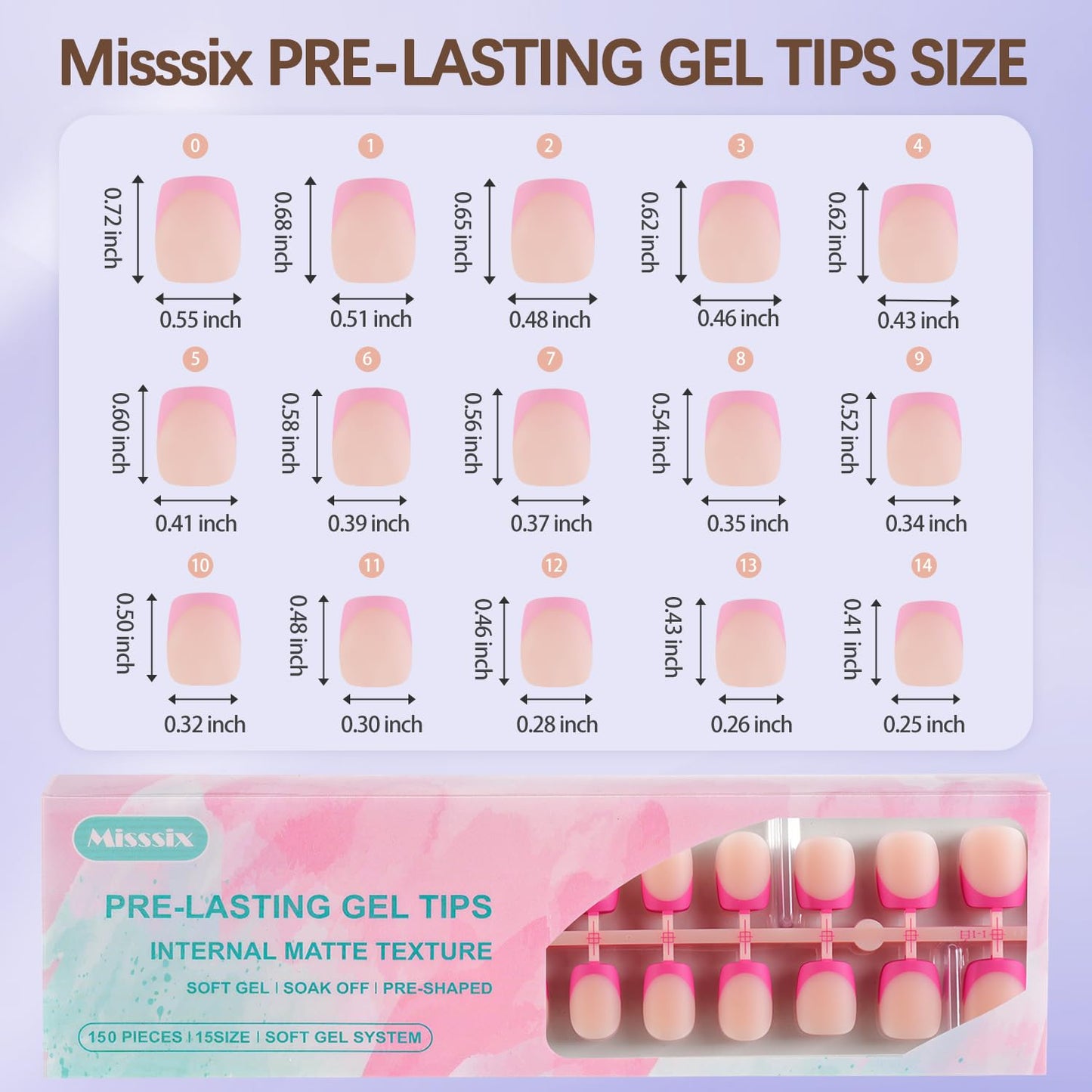 Misssix French Tip Press On Nails – 150Pcs Short Square Gel Tips Starter Kit