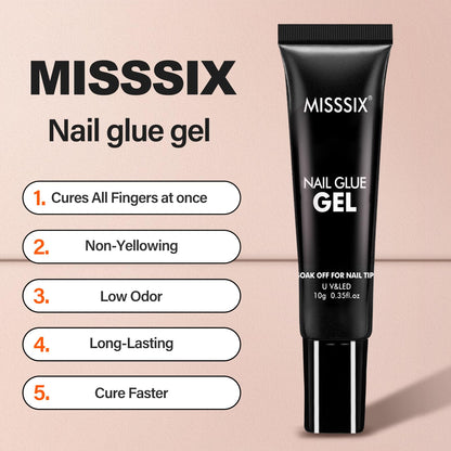 Misssix Short Almond Gel x Nail Tips Kit — 504Pcs Clear Nails, 12 Sizes, Portable UV Lamp