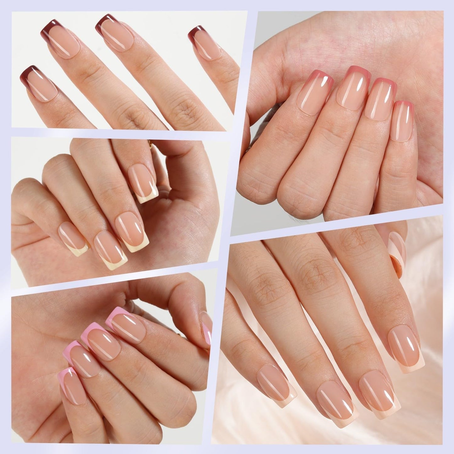 Misssix French Tip Press On Nails – 160Pcs Short Square Gel Tips Starter Kit