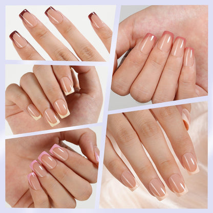 Misssix French Tip Press On Nails – 160Pcs Short Square Gel Tips Starter Kit