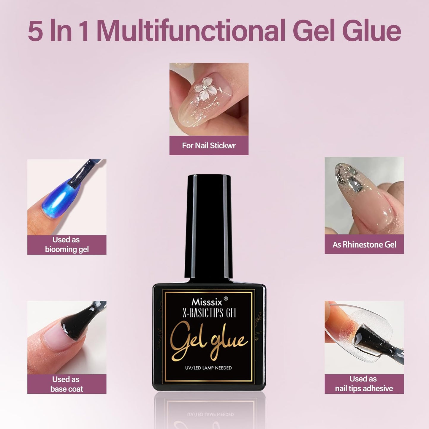 Misssix Short Almond Gel Nail Tips Kit – 360Pcs, 12 Sizes, 9-in-1 Gel Glue & Portable UV/LED Lamp