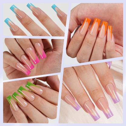 Misssix XBASICTIPS French Tip Press On Nails – 300Pcs Soft Gel Tips, 15 Sizes, No Filing Needed