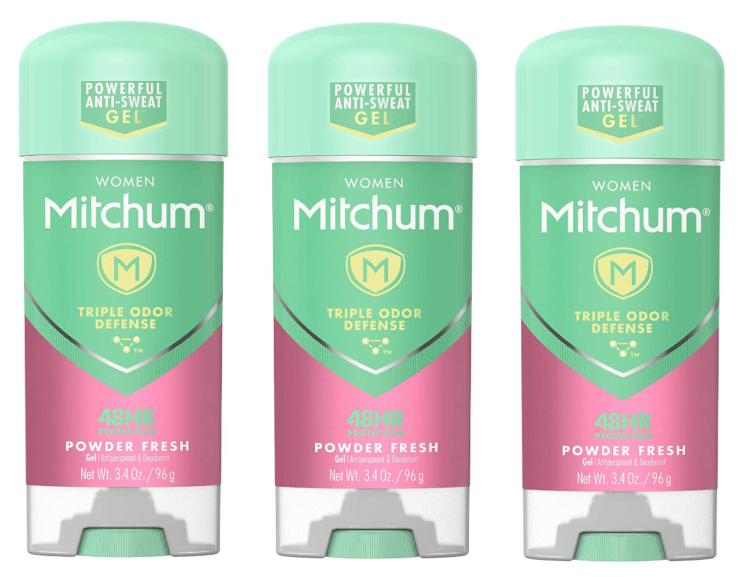 Mitchum For Women Clear Gel Anti-Perspirant Deodorant – Powder Fresh, 3.40 oz, Pack of 3
