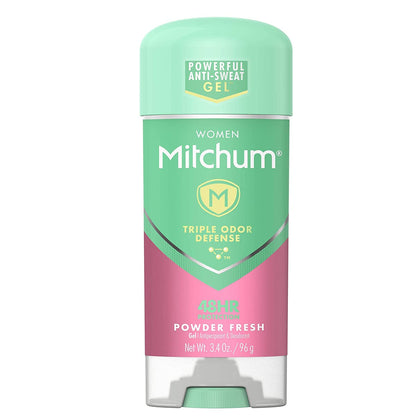 Mitchum For Women Clear Gel Anti-Perspirant Deodorant – Powder Fresh, 3.40 oz, Pack of 3