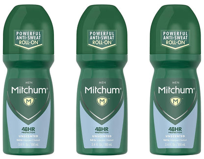 Mitchum Invisible Unscented Roll-On Anti-Perspirant & Deodorant — Pack of 3