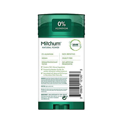 Mitchum Natural Power Bamboo Powder Deodorant — Cedarwood, Aluminum-Free, 24-Hour Protection