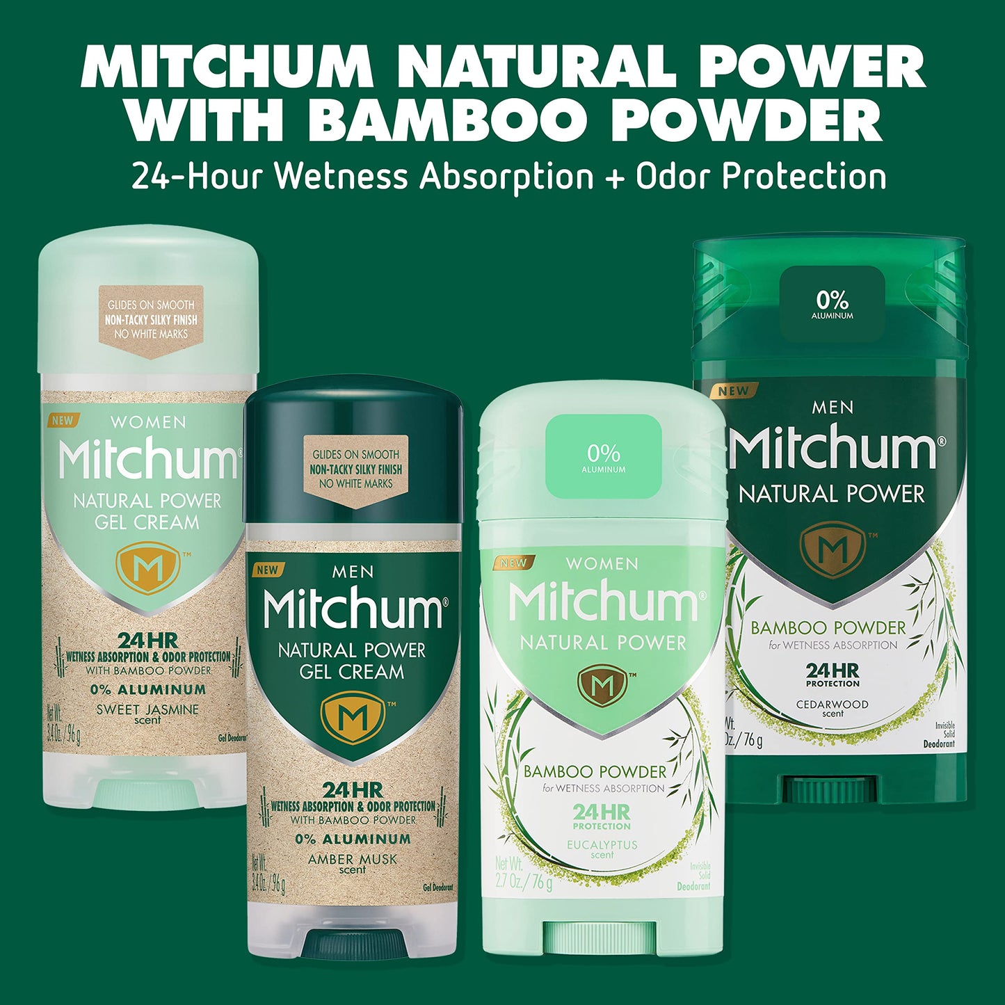 Mitchum Natural Power Gel Cream for Women, Sweet Jasmine – Aluminum-Free, 24-Hour Odor & Wetness Protection