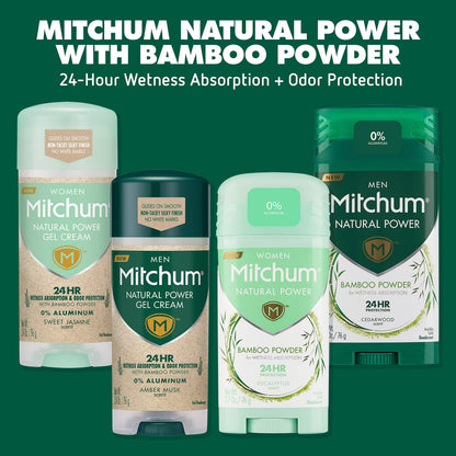 Mitchum Natural Power Gel Cream for Women, Sweet Jasmine – Aluminum-Free, 24-Hour Odor & Wetness Protection