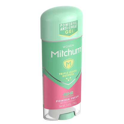 Mitchum For Women Clear Gel Anti-Perspirant Deodorant – Powder Fresh, 3.40 oz, Pack of 3