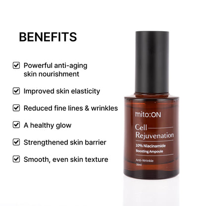 Mito-on Cell Rejuvenation Serum – 30ml | Niacinamide 10% + Centella & EGF | Anti-Aging by mito:ON