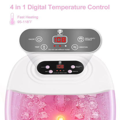 Miwhale Foot Spa Bath Massager — Heat, Bubbles, Vibration, Infrared Light | 16 oz Lavender Soak (Pink)