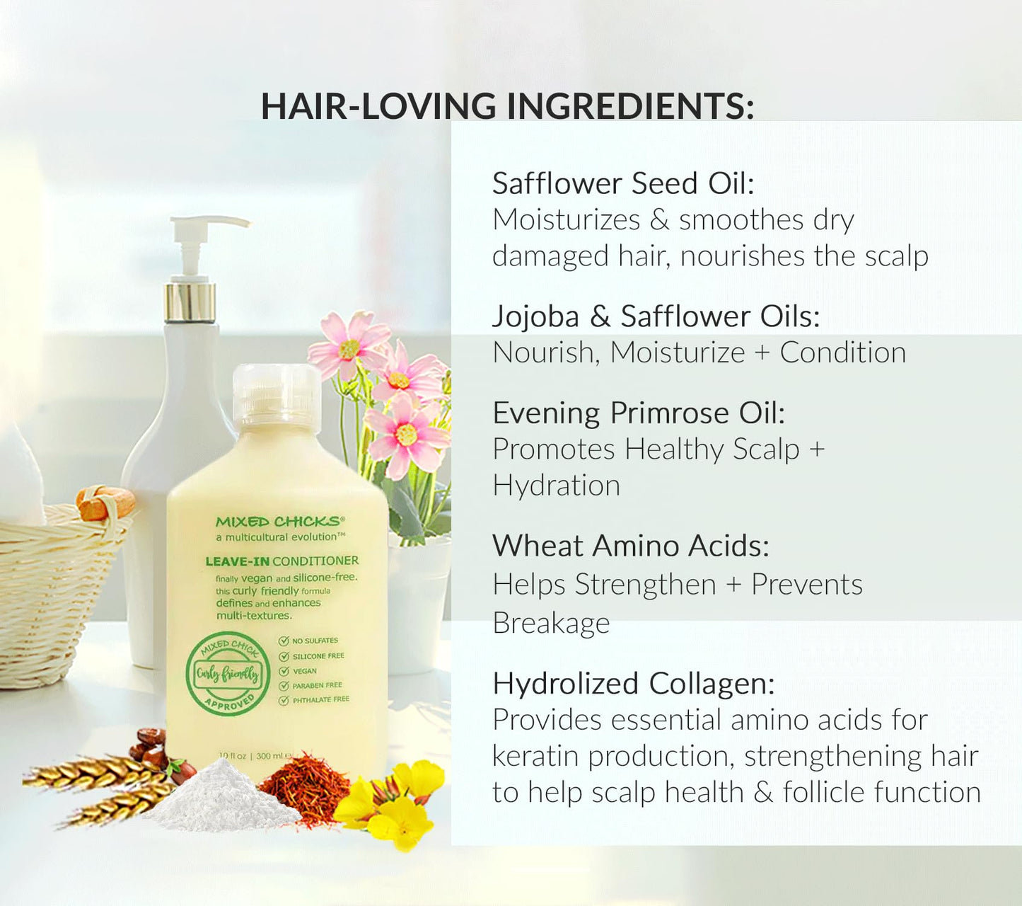 Mixed Chicks Curly Friendly Leave-In Conditioner – Lightweight Hydration for Curls, 10 oz