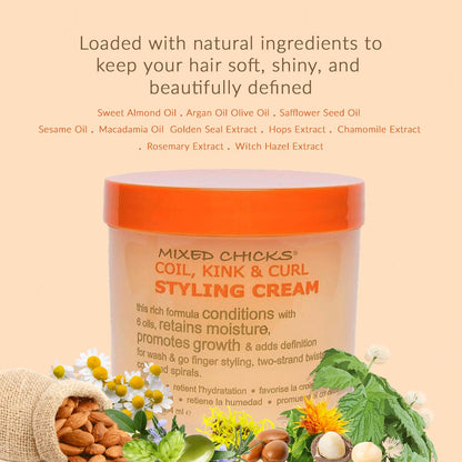 Mixed Chicks Coil, Kink & Curl Styling Cream — 12 Fl Oz | Flexible Hold, Moisture & Shine