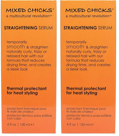 Mixed Chicks Straightening Serum – Thermal Protection for Heat Styling (Pack of 2) – 4 fl oz / 120 ml
