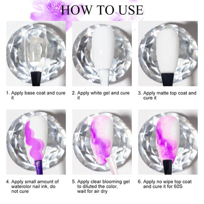 MIZHSE 12PCS Marble Nail Polish Kit | Blooming Gel Marble Ink (Gold Blue Purple)