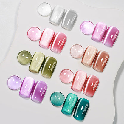 MIZHSE Cat Eye Gel Nail Polish Kit — 8 Magnetic Colors + Magnet Stick | Crystal Glass Finish