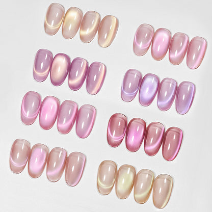 MIZHSE Cat Eye Gel Nail Polish Set – 8 Pink Translucent Colors with Magnet Stick (Soak-Off) for Home DIY