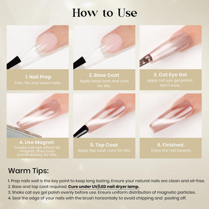 MIZHSE 8 Colors Cat Eye Gel Nail Polish Kit with Magnet Stick – Holographic Shimmer