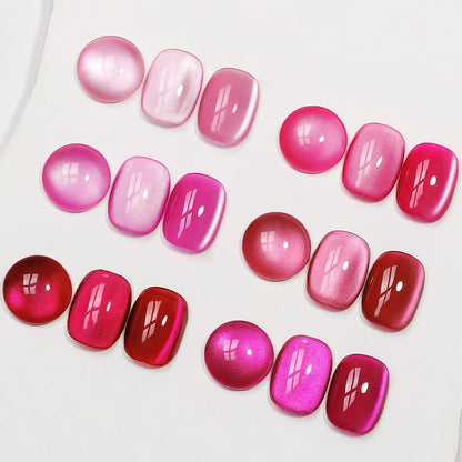 MIZHSE Cat Eye Gel Nail Polish Set – Pink Magnetic Gel Polish with Magnet Stick, Neon Hot Pink Gloss