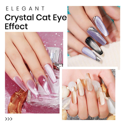 MIZHSE Cat Eye Gel Nail Polish Set - 8 Colors + Magnet Stick | 9D Cat Eye & Holographic Glitter