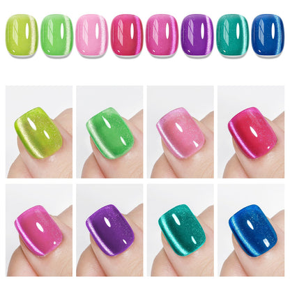 MIZHSE Cat Eye Gel Nail Polish Kit – Neon Magnetic Colors & Magnet Stick