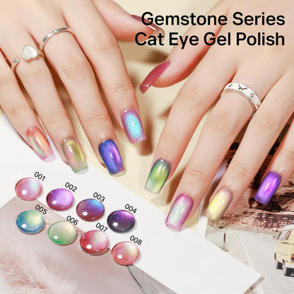 MIZHSE Cat Eye Gel Nail Polish Kit – Gemstone Magnetic Set