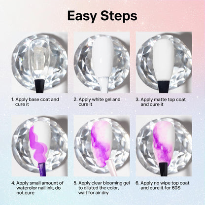 MIZHSE Marble Ink for Nails - 12-Color Blooming Marble Gel Nail Polish Set for At-Home Manicure