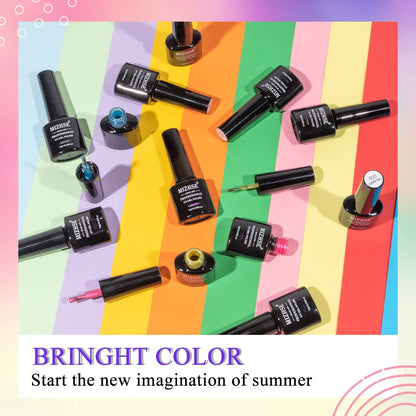 MIZHSE Neon Cat Eye Gel Polish Kit – 12-Color Glitter Magnetic Set with 3D Magnet