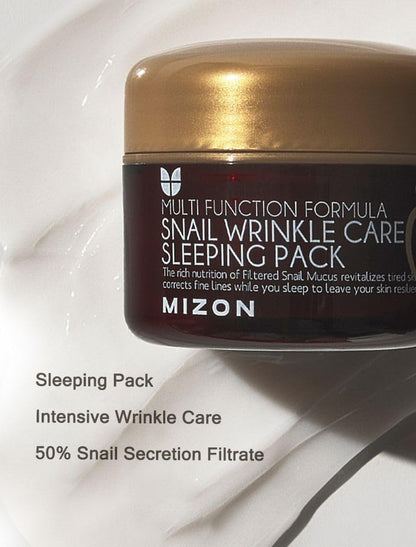 MIZON Snail Wrinkle Care Sleeping Pack – Overnight Snail Mucin, Adenosine & Shea Butter (2.7 oz)
