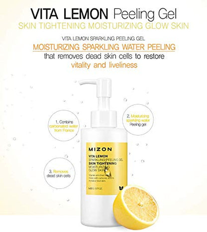 MIZON Vita Lemon Peeling Gel – Exfoliating with Lemon Peel Oil & Sparkling Water (150g)