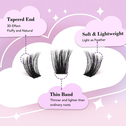 MJJOMAY Fluffy Lash Clusters 280pcs – 100D Volume Lash Kit with Bond & Seal
