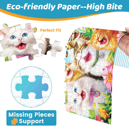 mjyphdm 500 Piece Laughing Cats Jigsaw Puzzle – Recycled Cardboard, 20.5 x 15 in