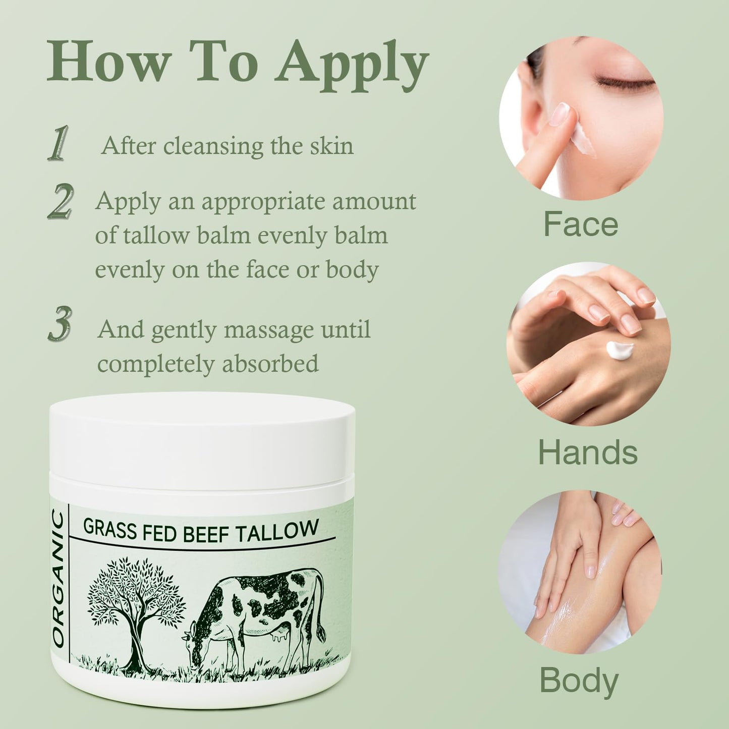 mkzea Beef Tallow Moisturizer for Dry Skin – Unscented, Grass-Fed Whipped Tallow Cream (4-Pack)