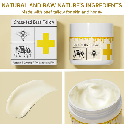 mkzea Grass-Fed Beef Tallow with Raw Honey – Whipped Skin Balm, 2 Pack