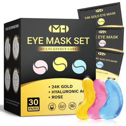 MLDWYH Under Eye Patches – 24K Gold, Hyaluronic Acid & Rose (30 Pairs)