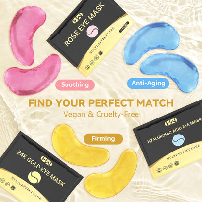 MLDWYH Under Eye Patches – 24K Gold, Hyaluronic Acid & Rose (30 Pairs)