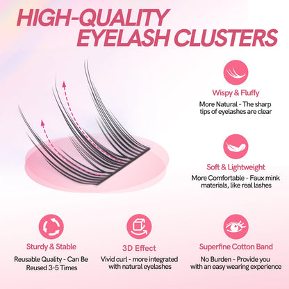 MLEN DIARY Natural C Curl Lash Clusters 10-13mm | 105pcs Wispy Candy Baby Kit