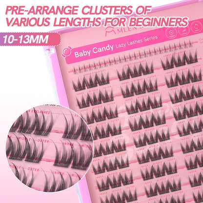 MLEN DIARY Natural C Curl Lash Clusters 10-13mm | 105pcs Wispy Candy Baby Kit