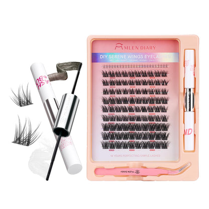 MLEN DIARY DIY Eyelash Extension Kit – 114 Pcs, 10–16mm Manga Clusters, Lash Bond & Remover