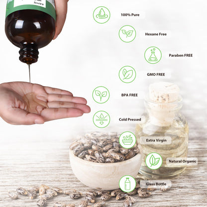 MMPANG Organic Castor Oil – 16.9oz, 100% Pure, Cold-Pressed, Hexane-Free