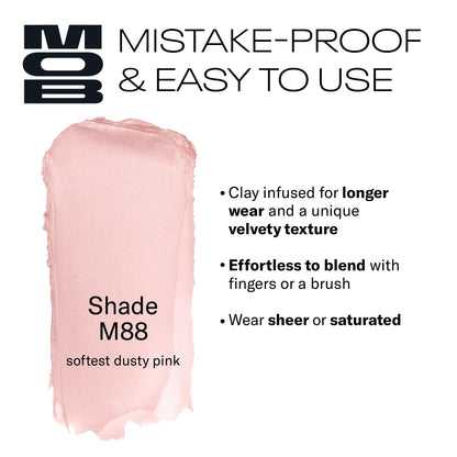 MOB Beauty Cream Clay Eyeshadow M88 – Soft Dusty Pink, Buildable, Vegan & Clean