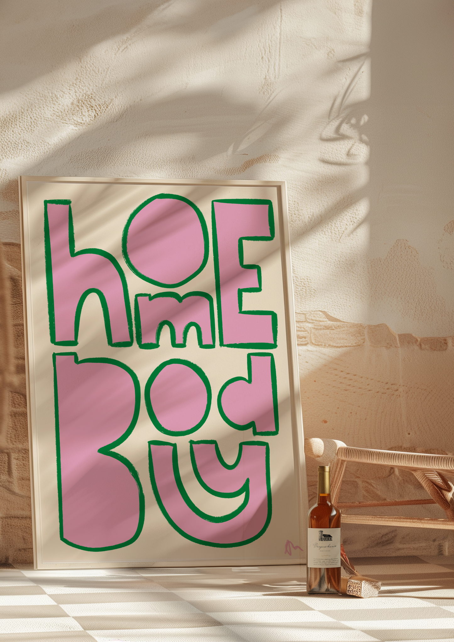 Homebody | Pink and Green Living Room Bright Bold Print Wall Art