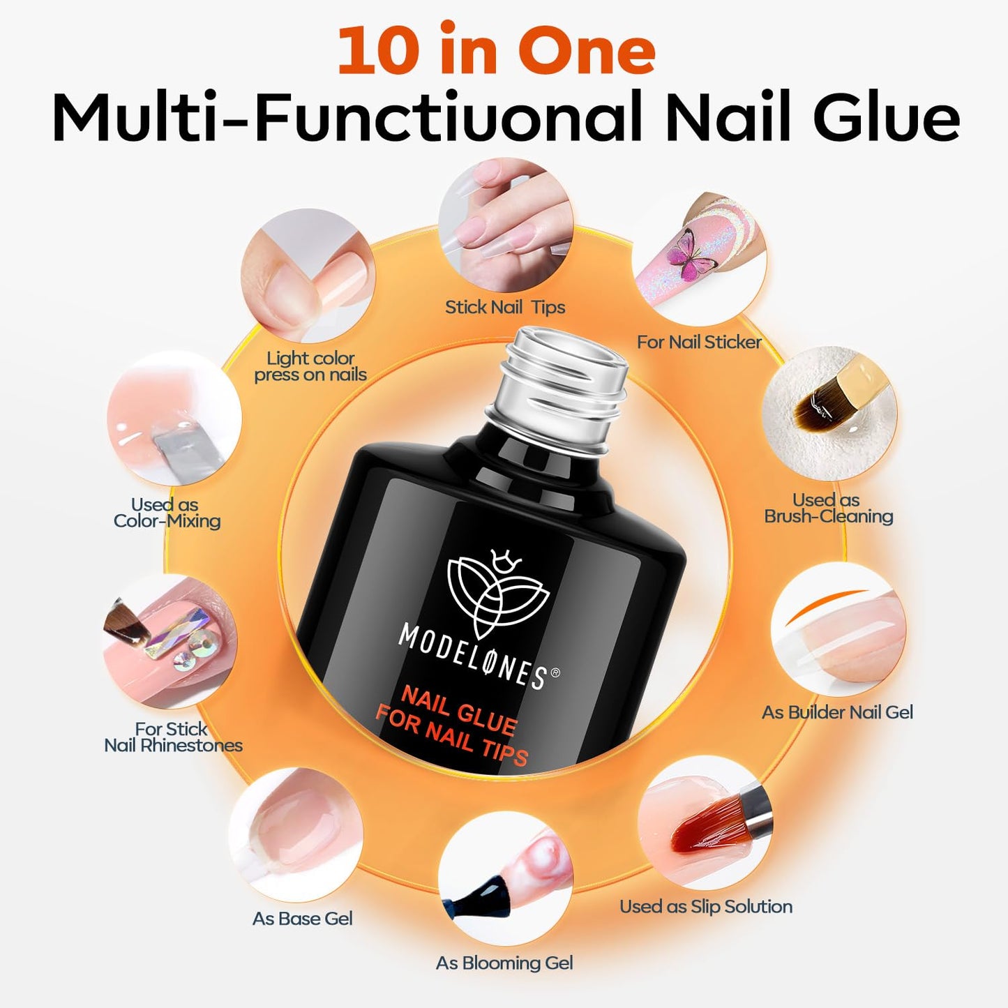 Modelones X Nail Gel Kit Almond: 510 Tips, Gooseneck LED Lamp, 10-in-1 Glue & Dehydrator