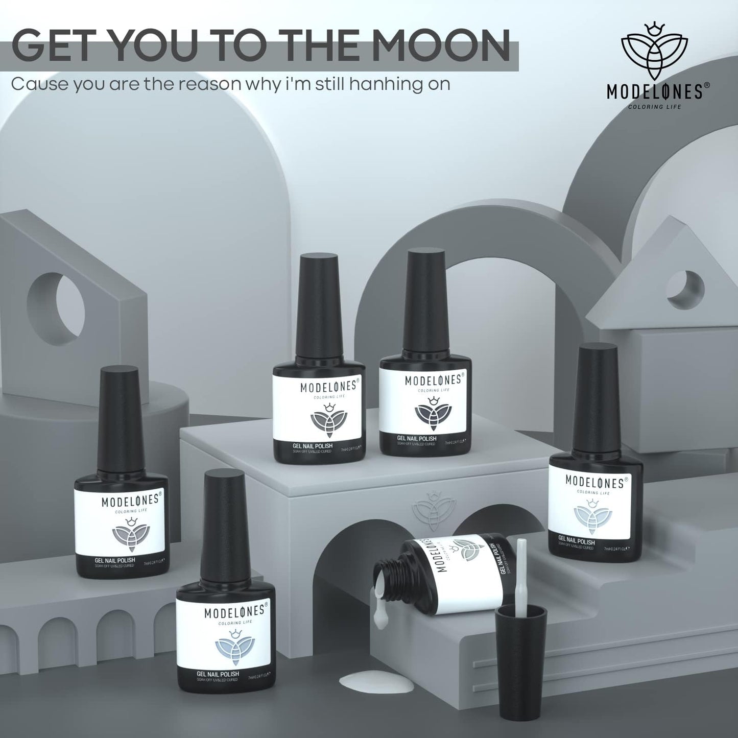Modelones Grey Gel Nail Polish Set – 6 Colors (Winter Gray Tones) | Soak Off LED Kit