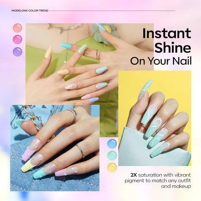 Modelones Poly Gel Nail Kit 60pcs – 6 Pastel Colors for Extensions, Nail Art & Manicure