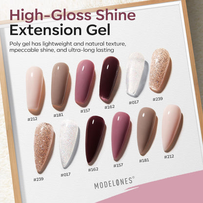 Modelones Poly Extension Gel Nail Kit — 6 Colors + 8W Lamp | Beginner DIY at Home