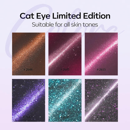 Modelones Cat Eye Gel Nail Polish Set – 6 Color Magnetic Gel Polishes, 7ml, Magnet Included